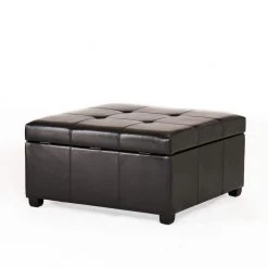 Carlsbad Espresso Brown Storage Ottoman by Noble House