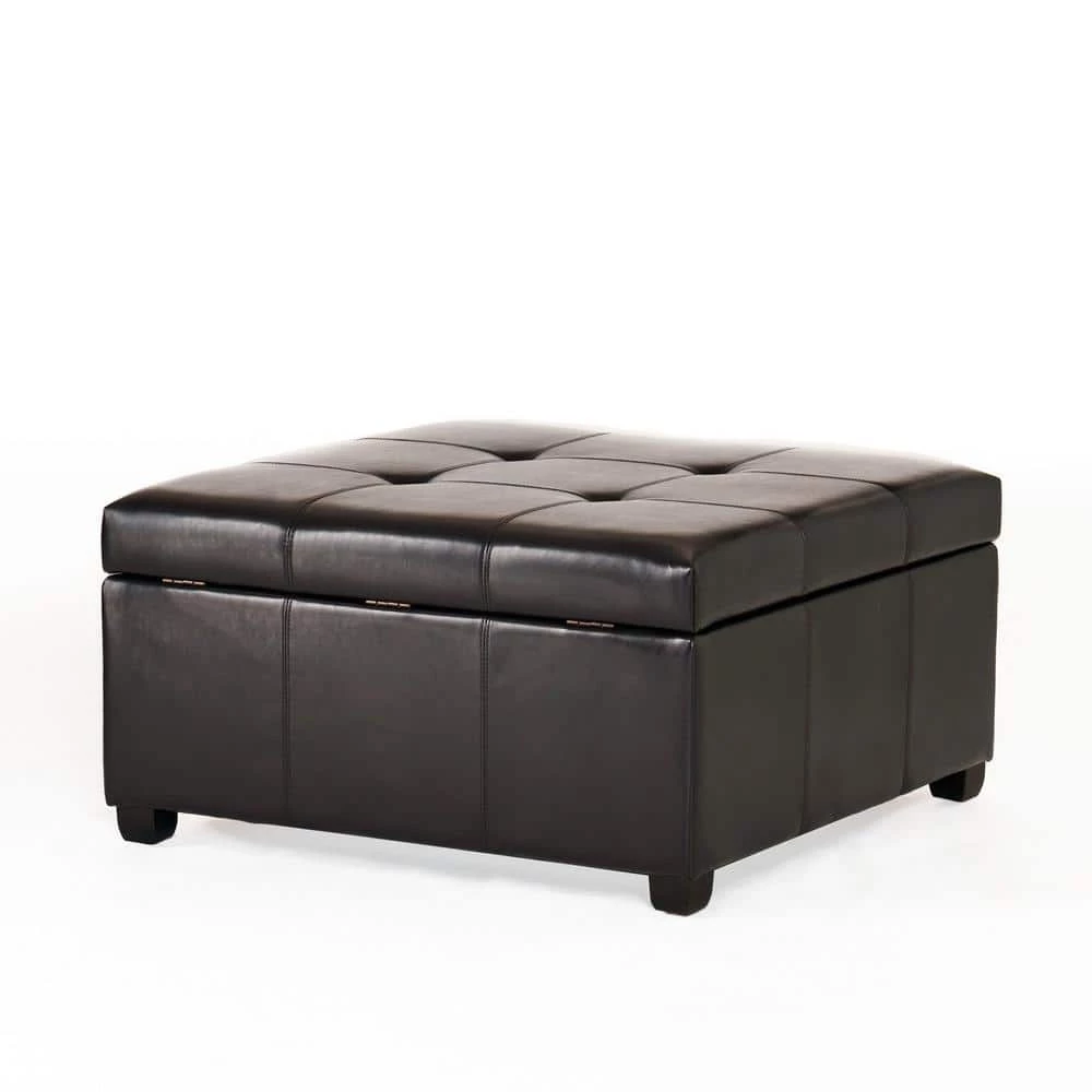 Carlsbad Espresso Brown Storage Ottoman by Noble House