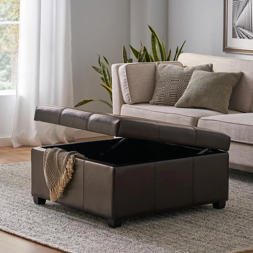 Carlsbad Espresso Brown Storage Ottoman by Noble House - Image 2