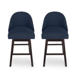 Boyd 42.25 in. Navy Blue Swivel Bar Stool (Set of 2) by Noble House