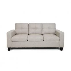 Bowden 3-Seat Beige Fabric Sofa by Noble House