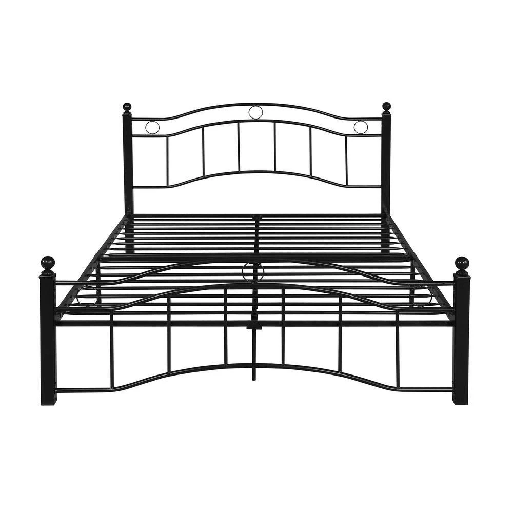 Bouvardia Contemporary Modern Queen-Size Flat Black Iron Bed Frame by Noble House - Image 3