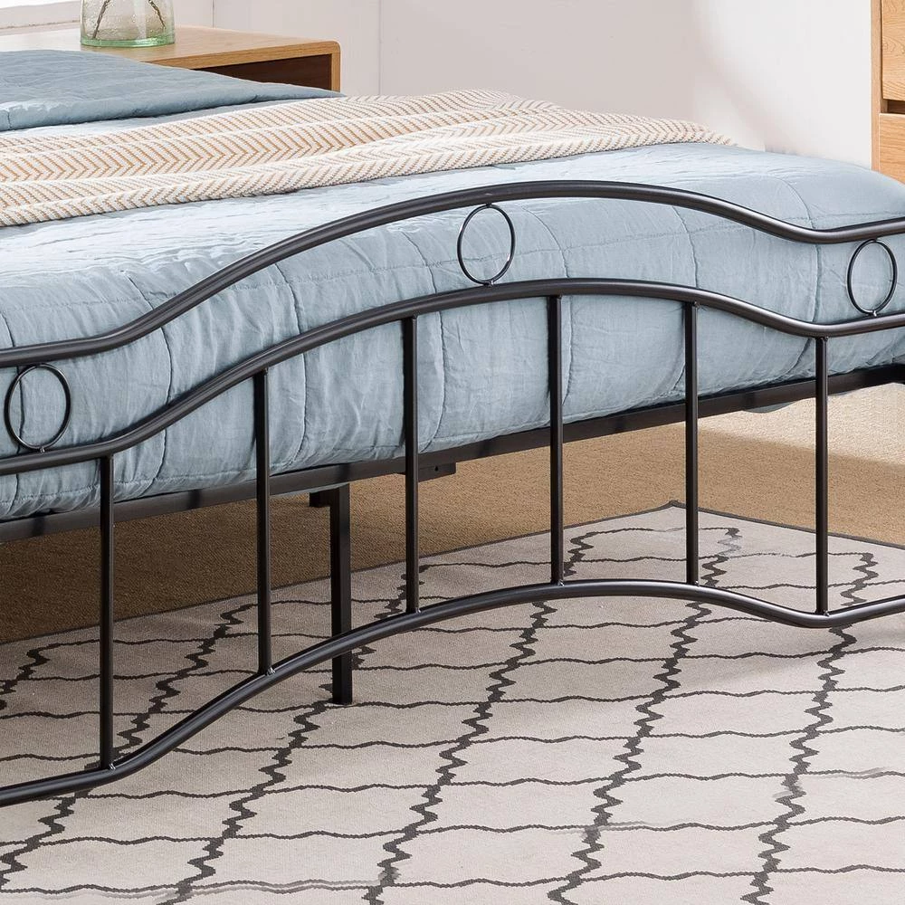 Bouvardia Contemporary Modern Queen-Size Flat Black Iron Bed Frame by Noble House - Image 5