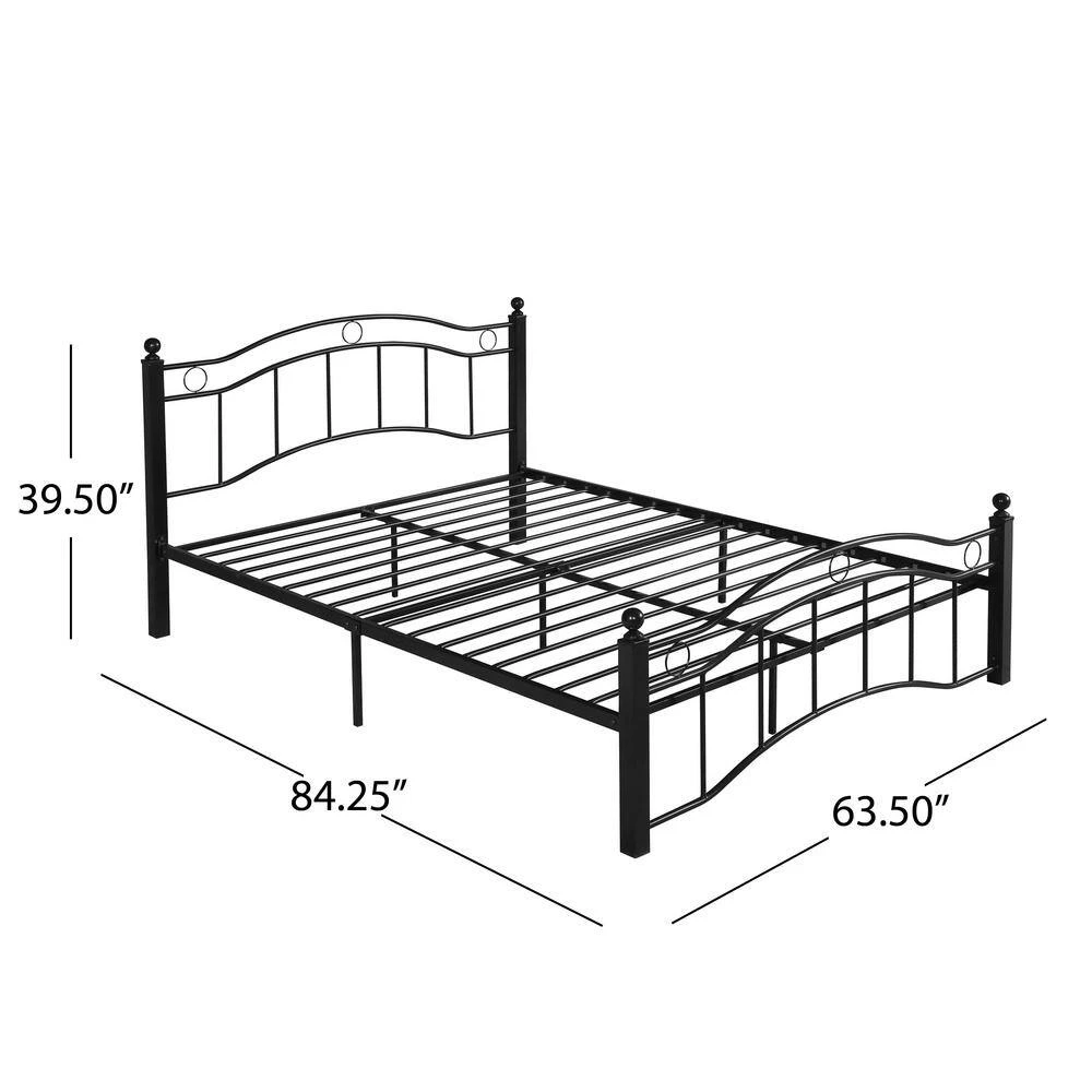 Bouvardia Contemporary Modern Queen-Size Flat Black Iron Bed Frame by Noble House - Image 2