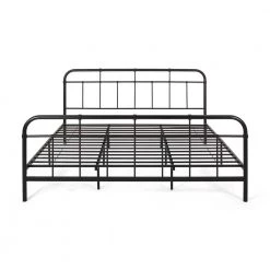 Berthoud Flat Black Metal King Bed Frame by Noble House