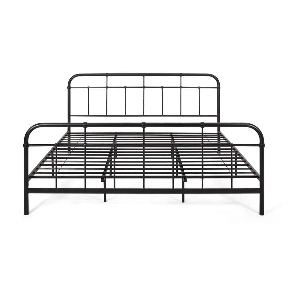 Berthoud Flat Black Metal King Bed Frame by Noble House
