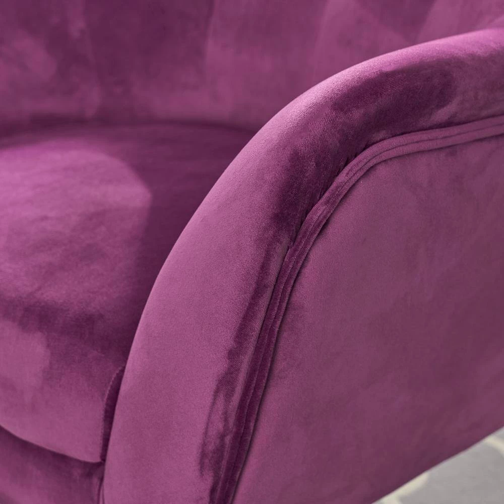 Seigfried Fuchsia New Velvet Tufted Arm Chair by Noble House - Image 5