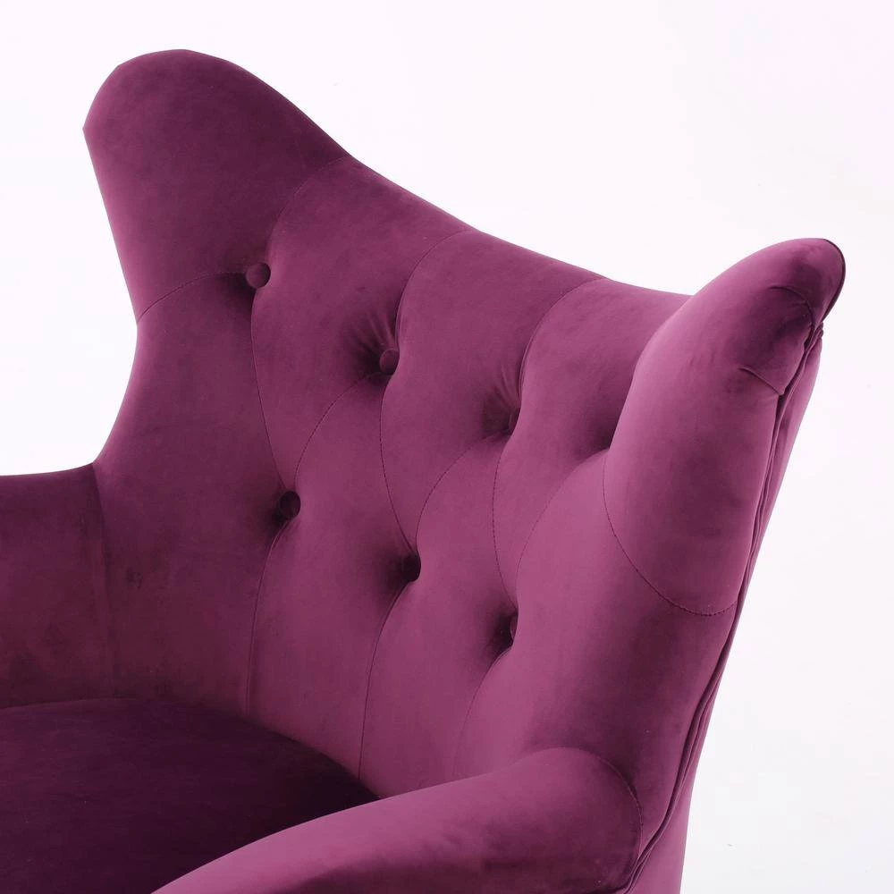 Seigfried Fuchsia New Velvet Tufted Arm Chair by Noble House - Image 9