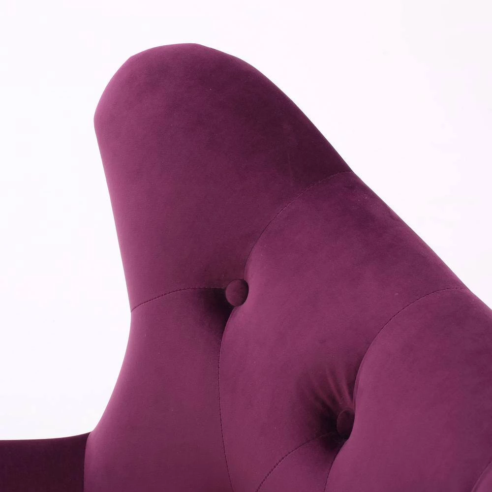 Seigfried Fuchsia New Velvet Tufted Arm Chair by Noble House - Image 8