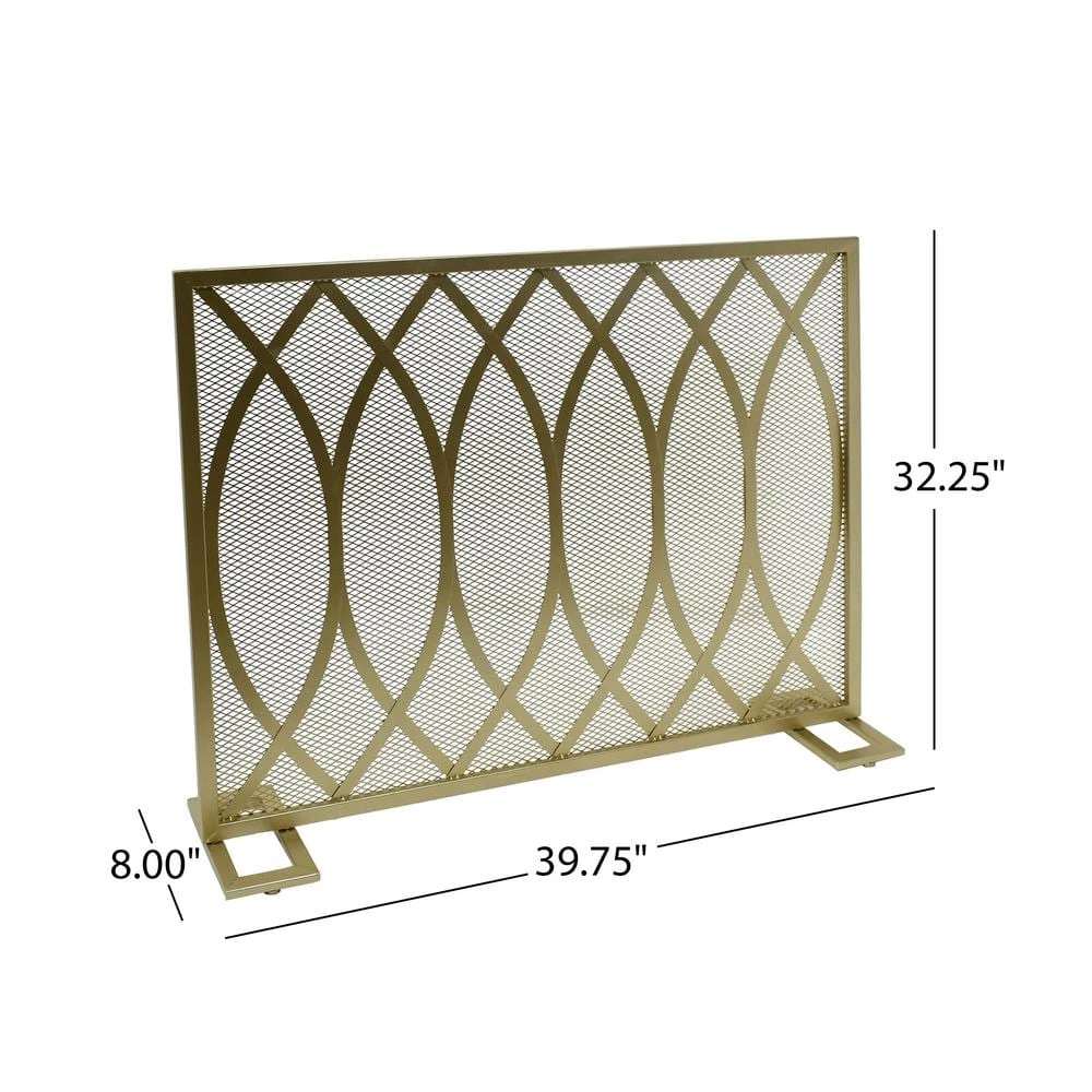 Buncombe Modern Gold Single Panel Iron Fire Screen by Noble House - Image 5