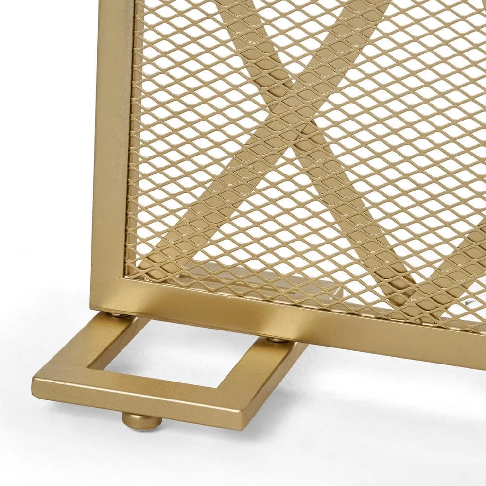 Buncombe Modern Gold Single Panel Iron Fire Screen by Noble House - Image 3