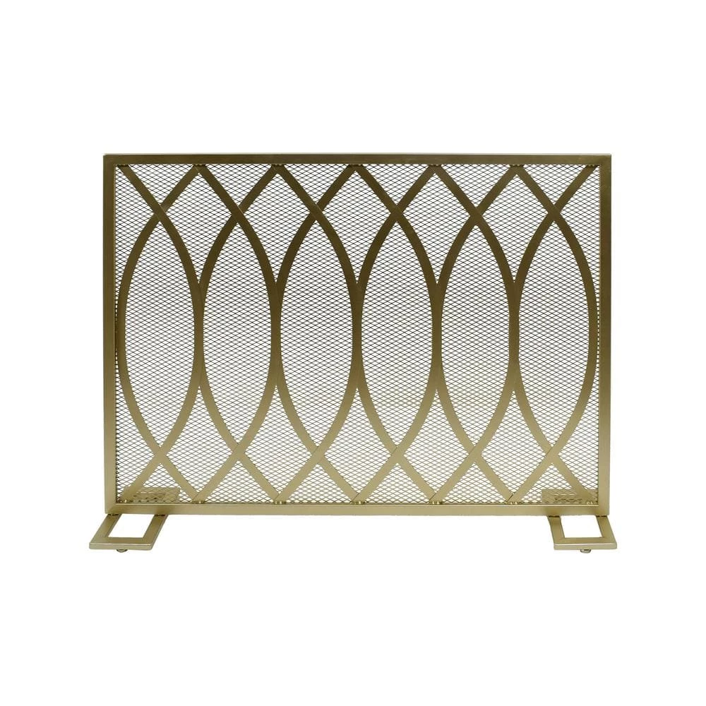 Buncombe Modern Gold Single Panel Iron Fire Screen by Noble House