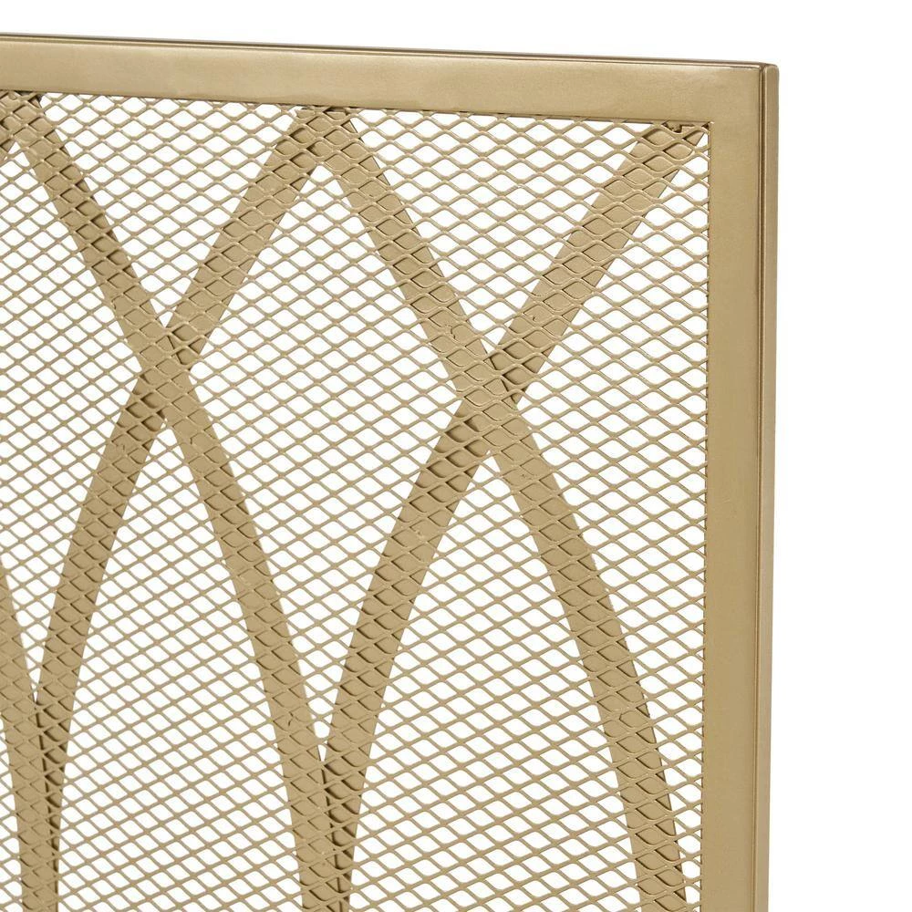 Buncombe Modern Gold Single Panel Iron Fire Screen by Noble House - Image 2