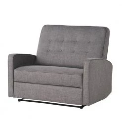 Calliope 47 in. Gray/Black Button Tufted Polyester 2-Seater Reclining Loveseat with Square Arms by Noble House