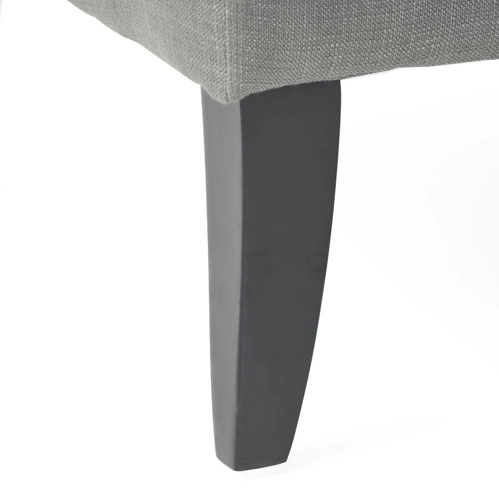 Nicole 44 in. Gray/Dark Brown Tufted Polyester 2-Seater Armless Loveseat with Wood Legs by Noble House - Image 7