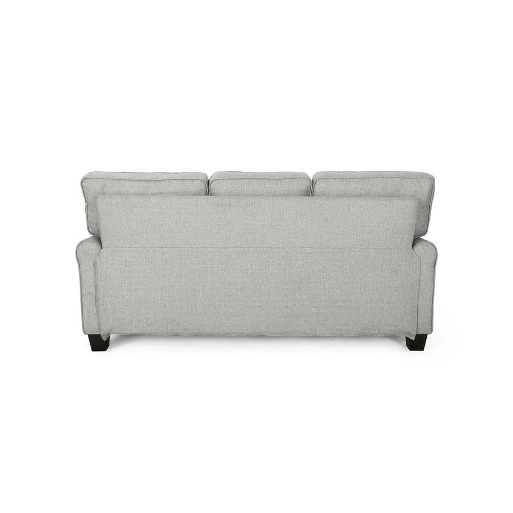 75.5 in. Gray/Dark Brown Polyester 3-Seater Lawson Sofa with Round Arms by Noble House - Image 7