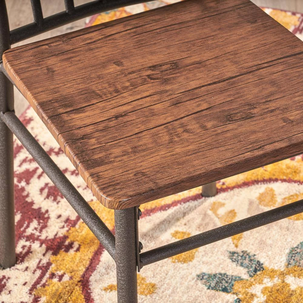 Balthazar Industrial Gray Steel and Brown Faux Wood Chairs (Set of 2) by Noble House - Image 6