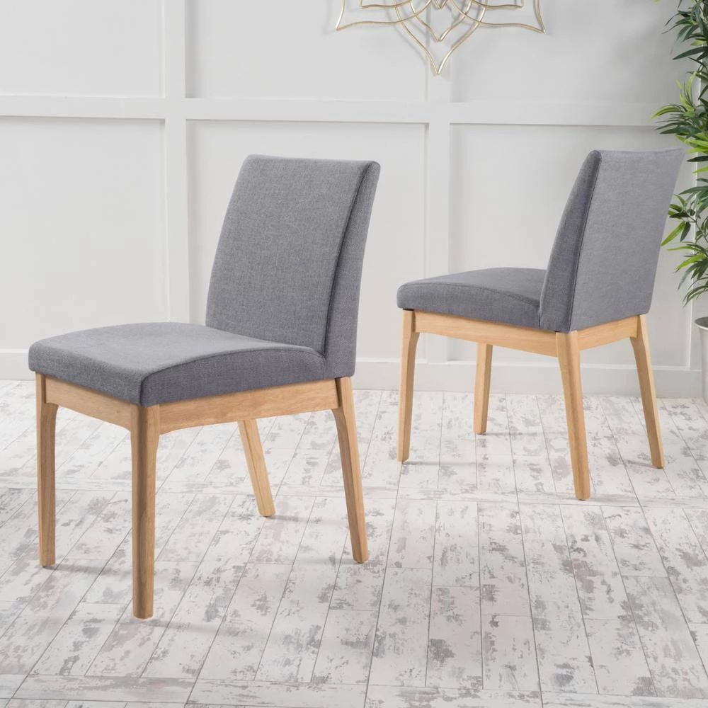 Kwame Dark Grey and Oak Dining Chairs (Set of 2) by Noble House - Image 4