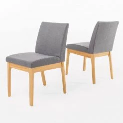 Kwame Dark Grey and Oak Dining Chairs (Set of 2) by Noble House