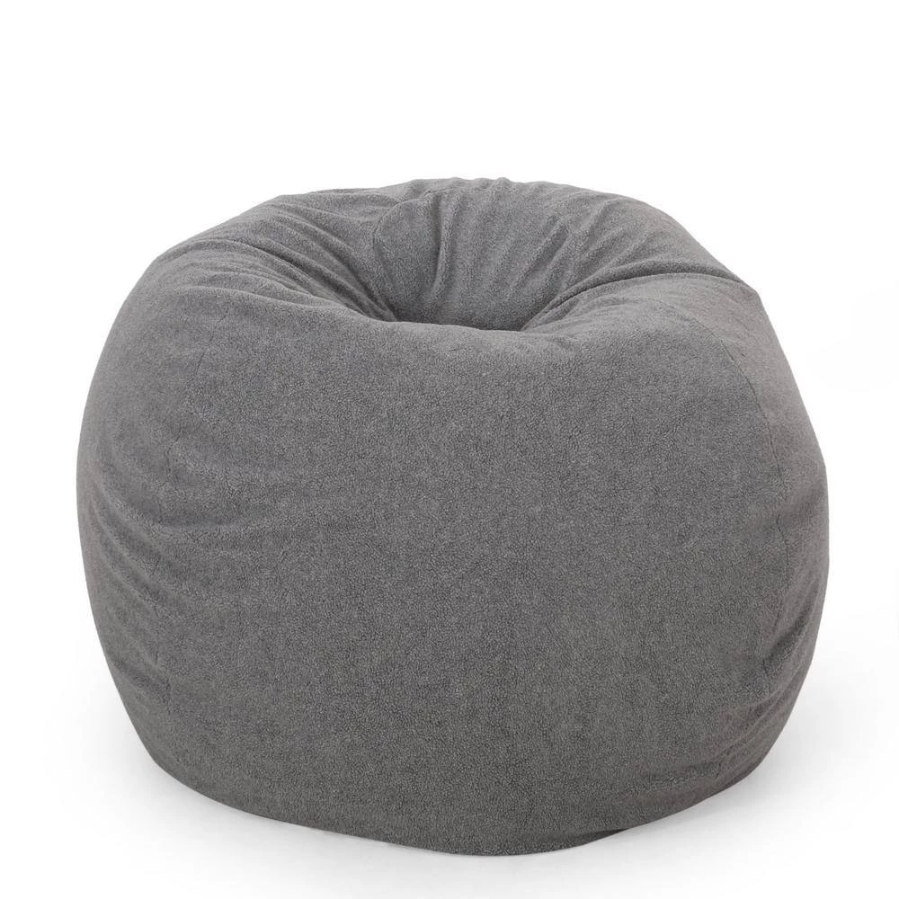 Mead Gray-Shearling 5-Foot Bean Bag by Noble House - Image 5