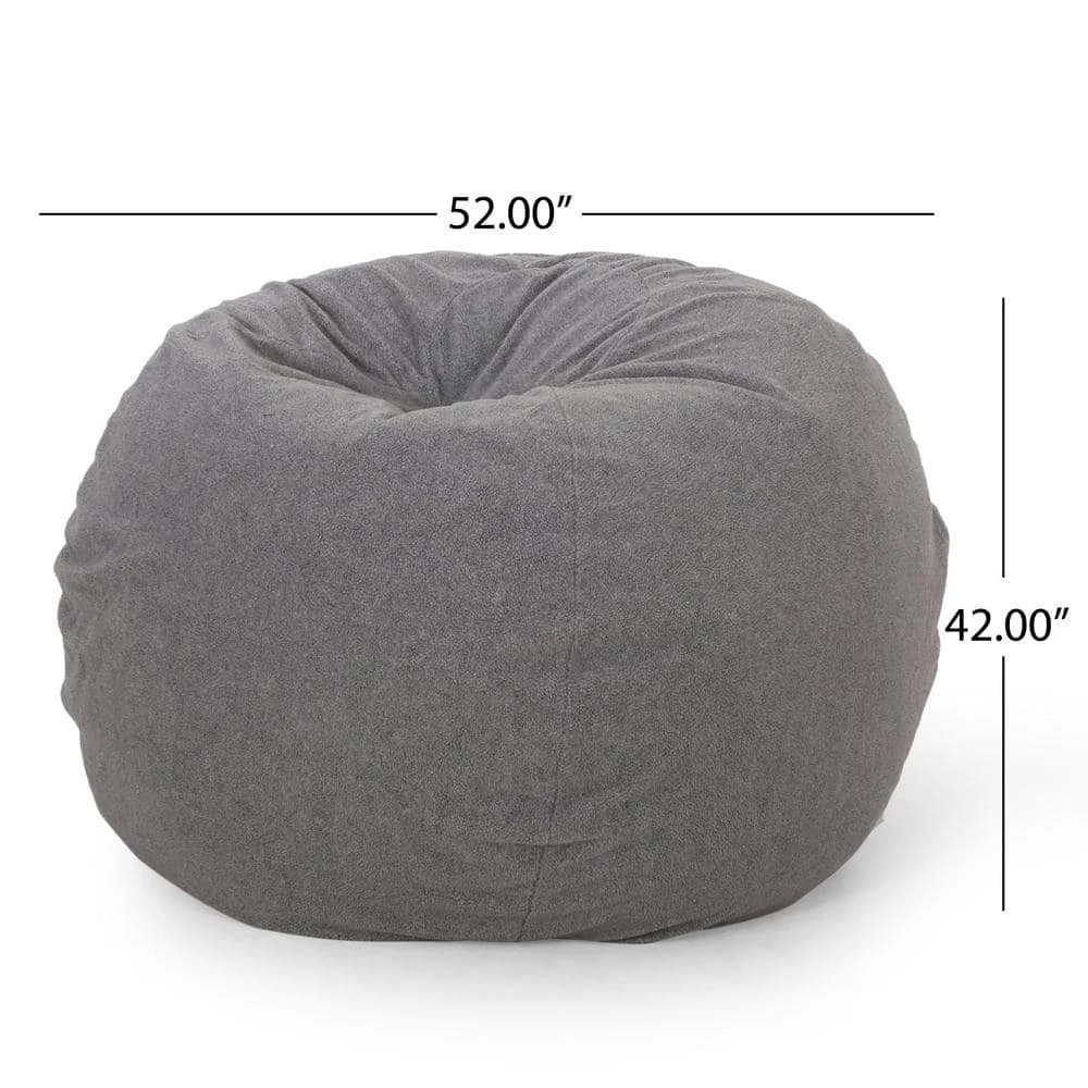 Mead Gray-Shearling 5-Foot Bean Bag by Noble House - Image 6