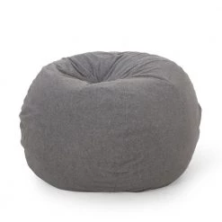 Mead Gray-Shearling 5-Foot Bean Bag by Noble House