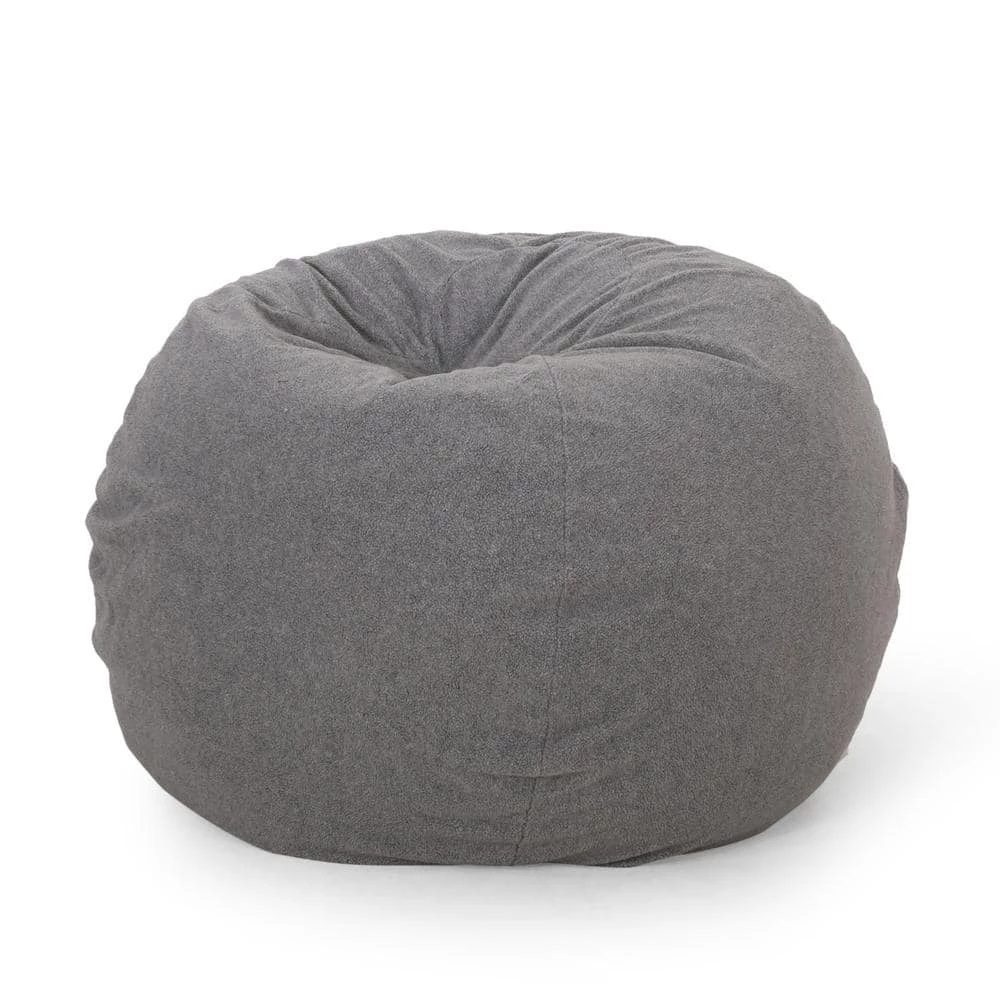 Mead Gray-Shearling 5-Foot Bean Bag by Noble House
