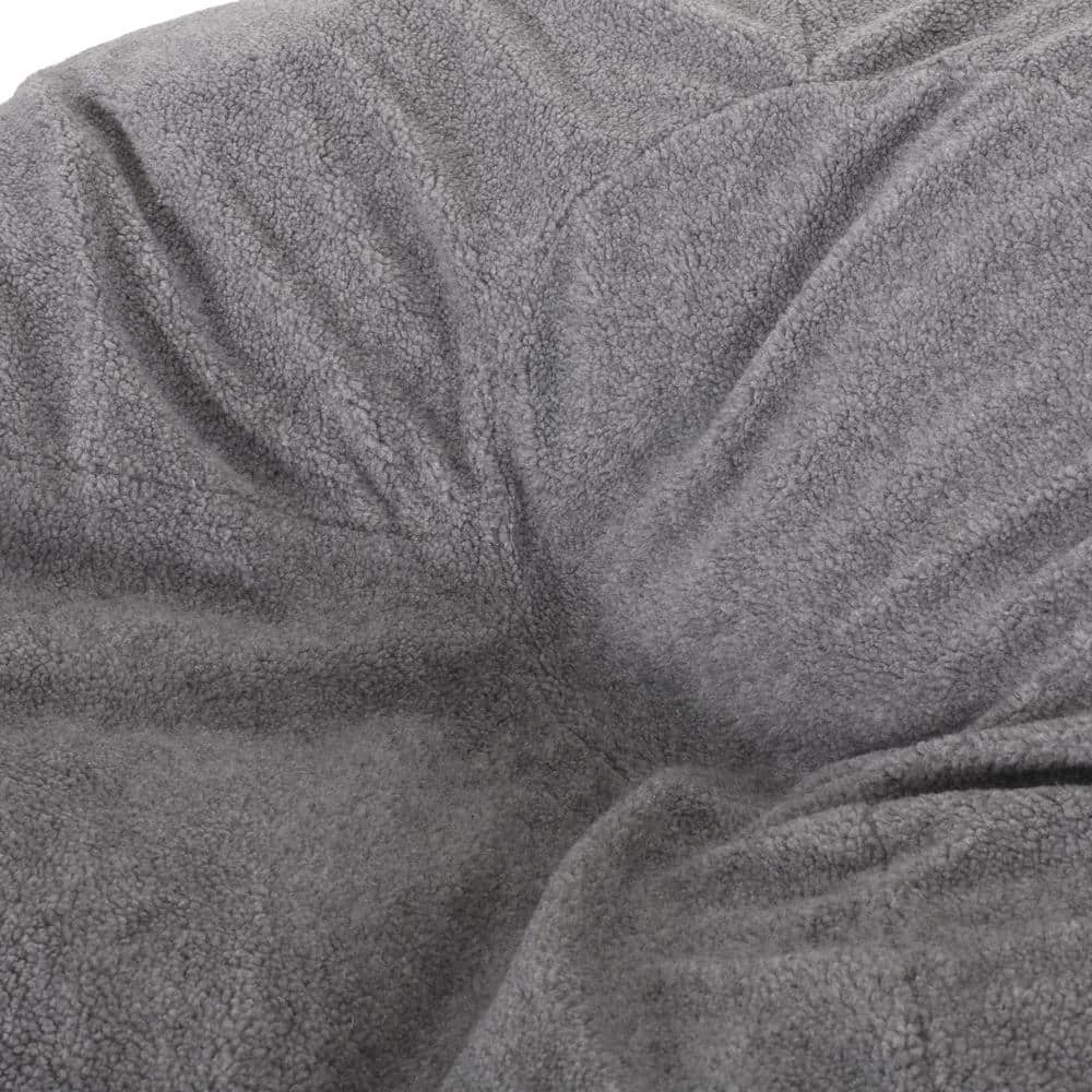 Mead Gray-Shearling 5-Foot Bean Bag by Noble House - Image 3