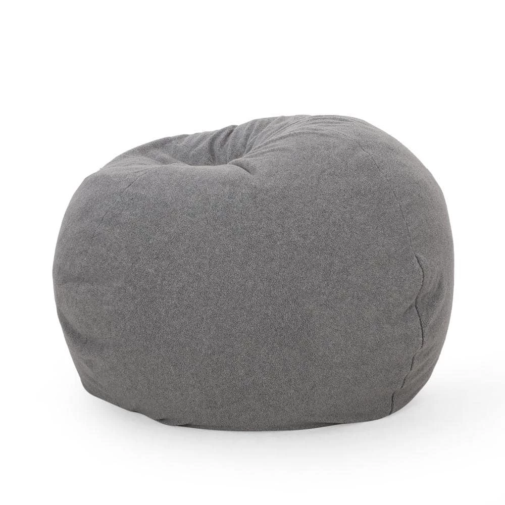 Mead Gray-Shearling 5-Foot Bean Bag by Noble House - Image 2