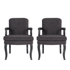 Ardson Gray Fabric Dining Arm Chairs (Set of 2) by Noble House