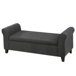 Jaelynn Gray Fabric Armed Storage Ottoman Bench by Noble House