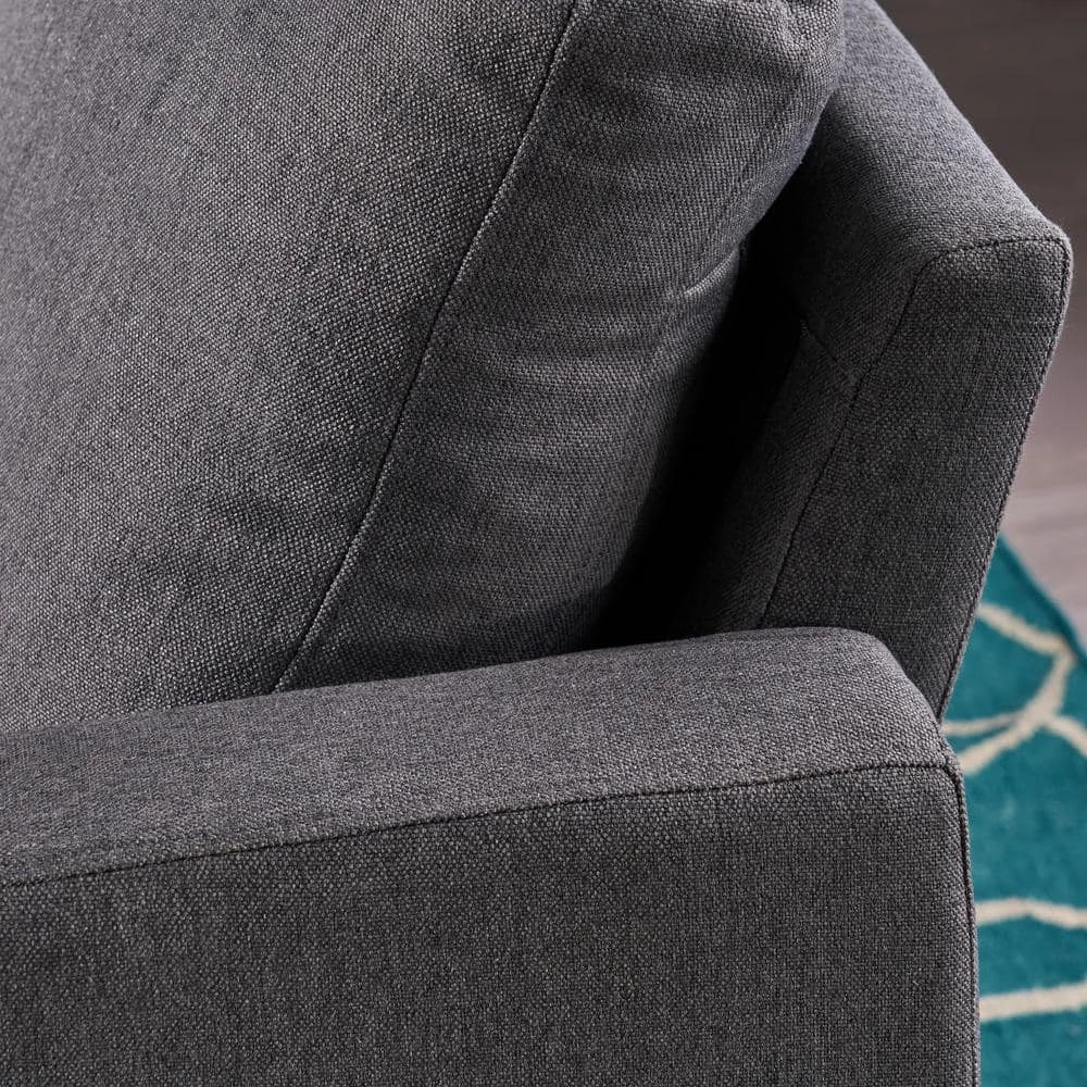 Gray Fabric 5-Seater L-Shaped Sectional Sofa with Wood Legs by Noble House - Image 5