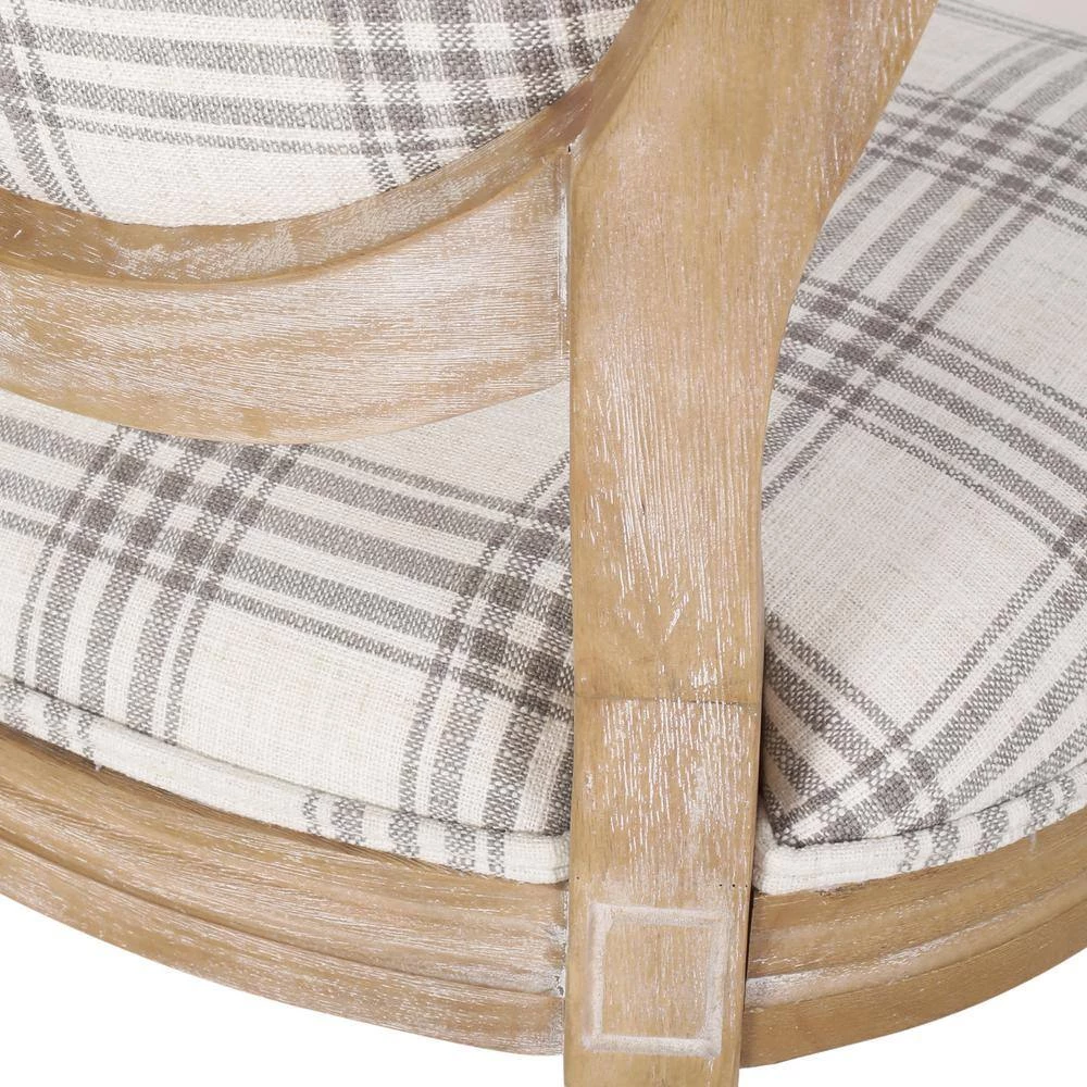Karter Gray Plaid and Light Beige Upholstered Dining Chair (Set of 2) by Noble House - Image 9