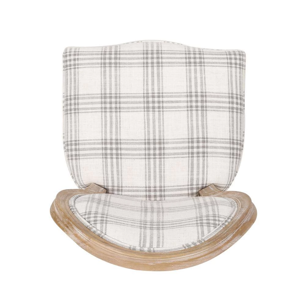 Karter Gray Plaid and Light Beige Upholstered Dining Chair (Set of 2) by Noble House - Image 3