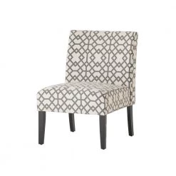 Kassi Grey Geometric Patterned Fabric Accent Chair by Noble House