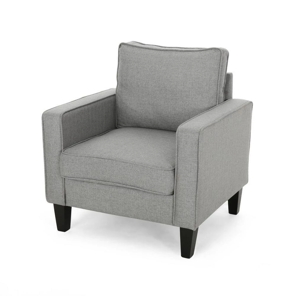 Beeman Grey Fabric Upholstered Club Chair by Noble House - Image 4