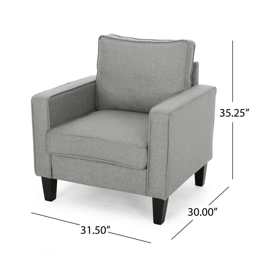 Beeman Grey Fabric Upholstered Club Chair by Noble House - Image 7