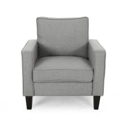Beeman Grey Fabric Upholstered Club Chair by Noble House