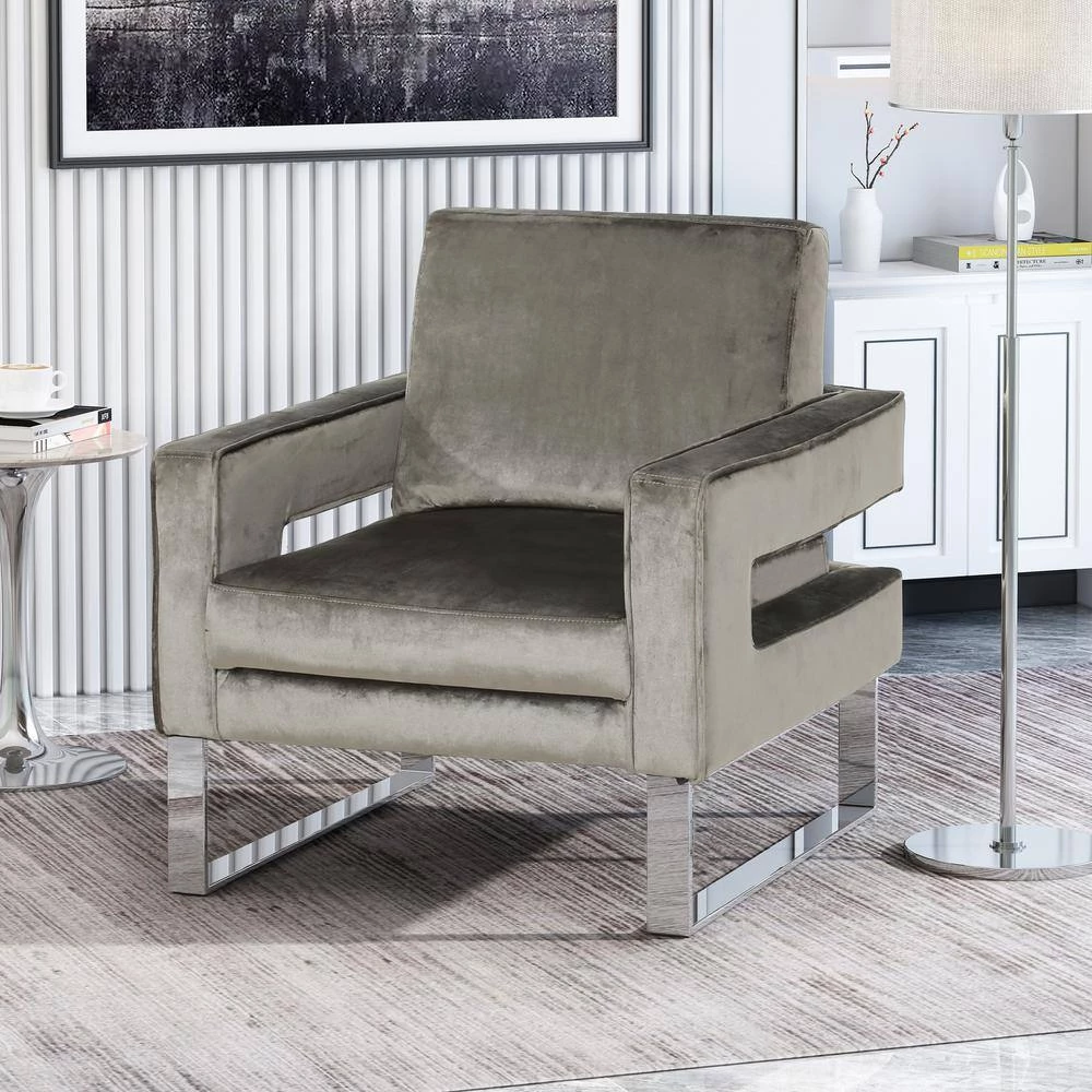 Kirkwood Grey Velvet Club Chair by Noble House - Image 11