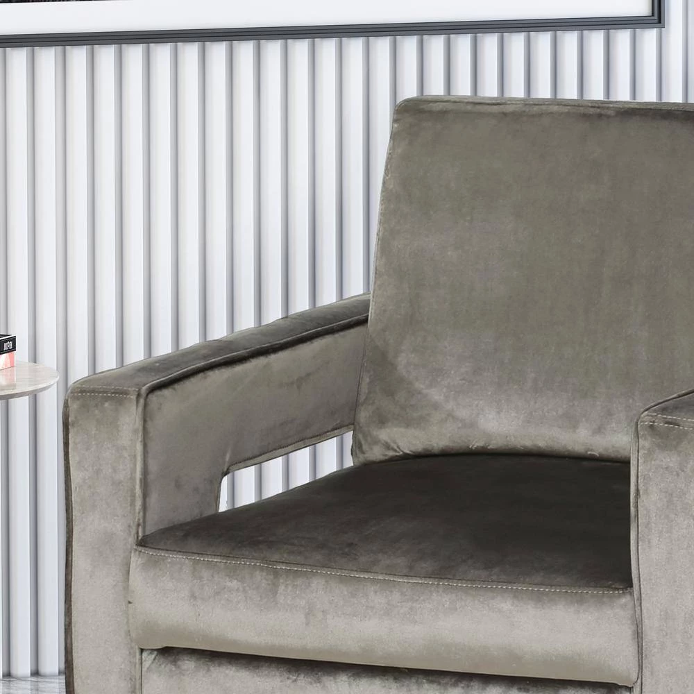 Kirkwood Grey Velvet Club Chair by Noble House - Image 6