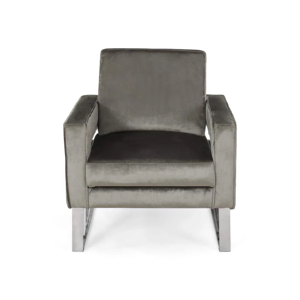 Kirkwood Grey Velvet Club Chair by Noble House