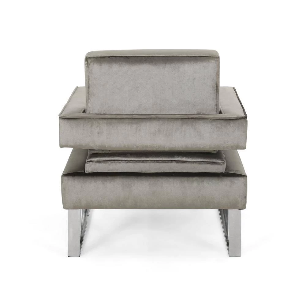Kirkwood Grey Velvet Club Chair by Noble House - Image 4