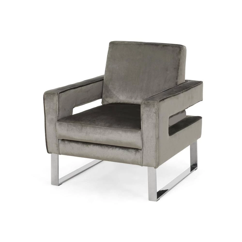 Kirkwood Grey Velvet Club Chair by Noble House - Image 5