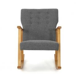 Harvey Grey Fabric Upholstered Rocking Chair by Noble House