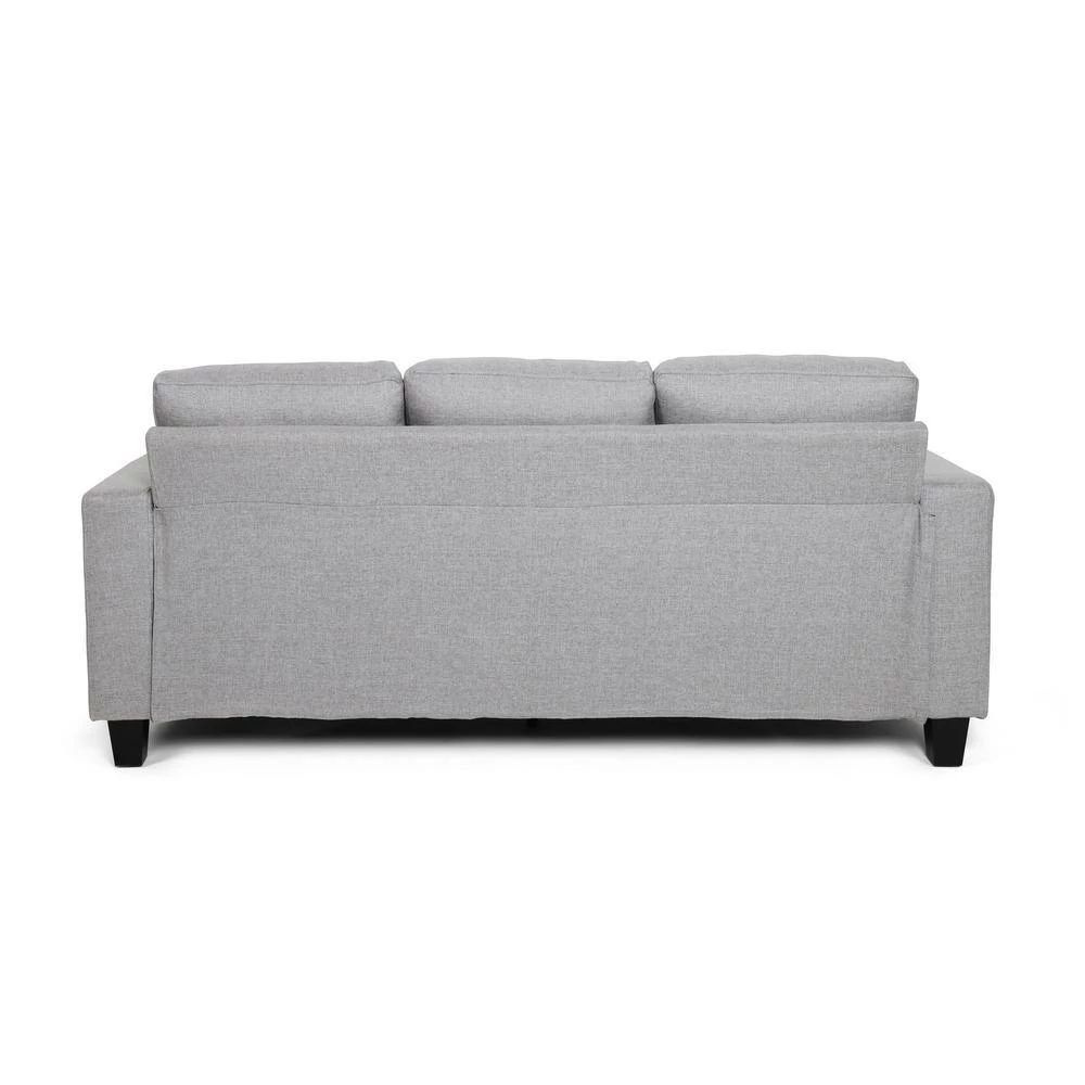 Bowden 76 in. Grey Solid Fabric 3-Seats Lawson Sofa with Removable Cushions by Noble House - Image 4