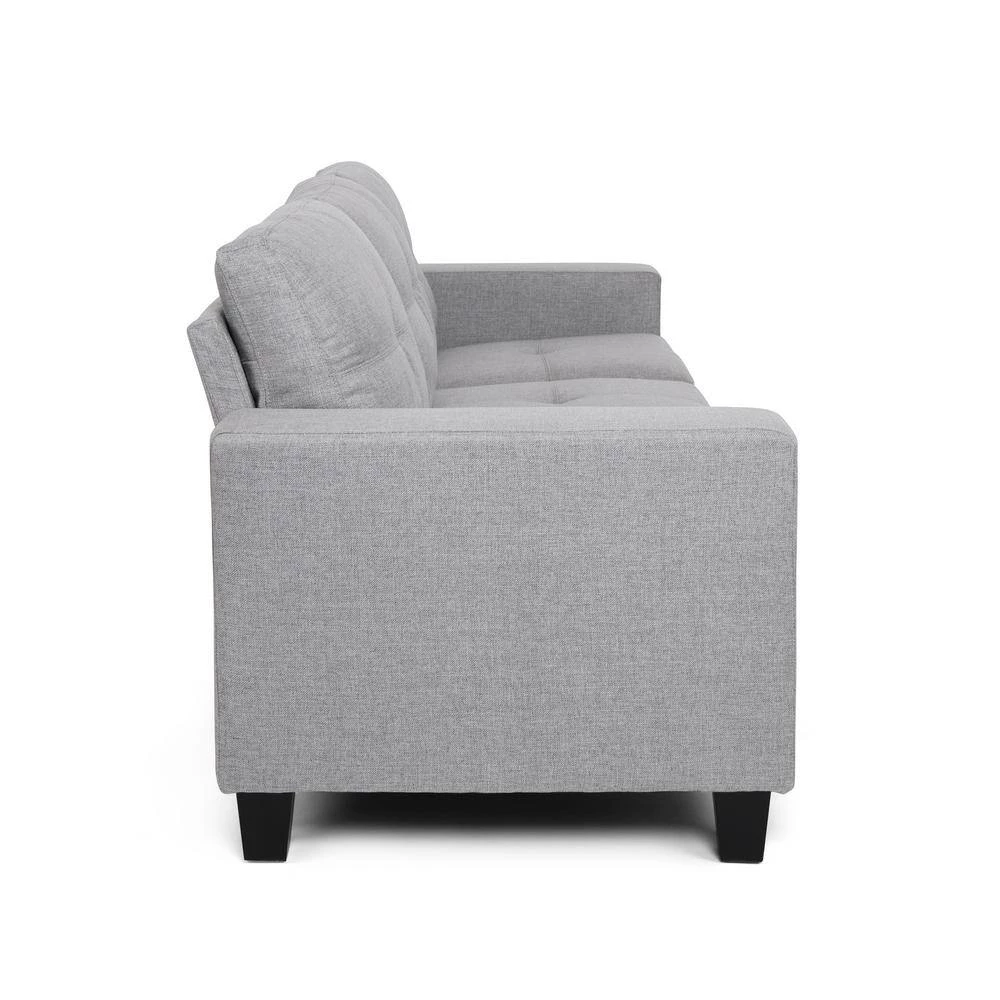 Bowden 76 in. Grey Solid Fabric 3-Seats Lawson Sofa with Removable Cushions by Noble House - Image 2