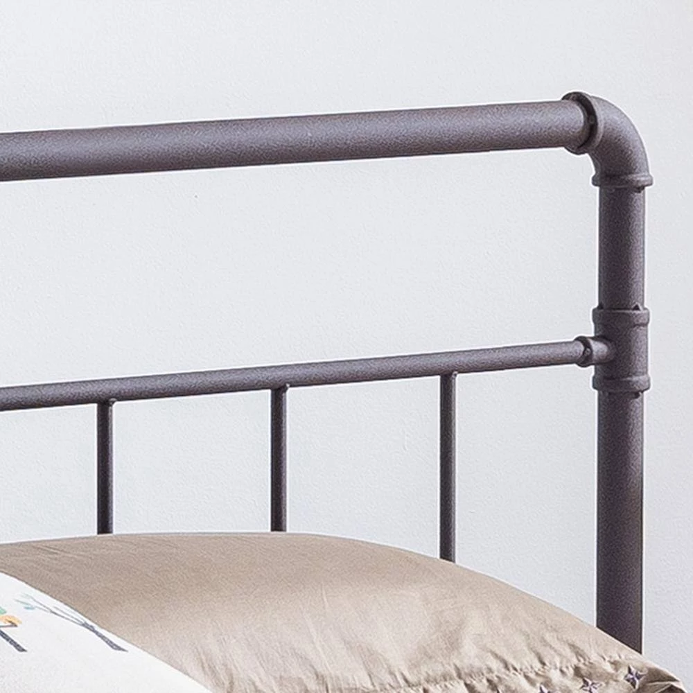 Mowry Industrial King-Size Hammered Copper Iron Bed Frame by Noble House - Image 4