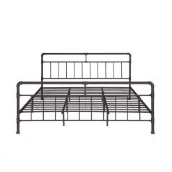 Mowry Industrial King-Size Hammered Copper Iron Bed Frame by Noble House