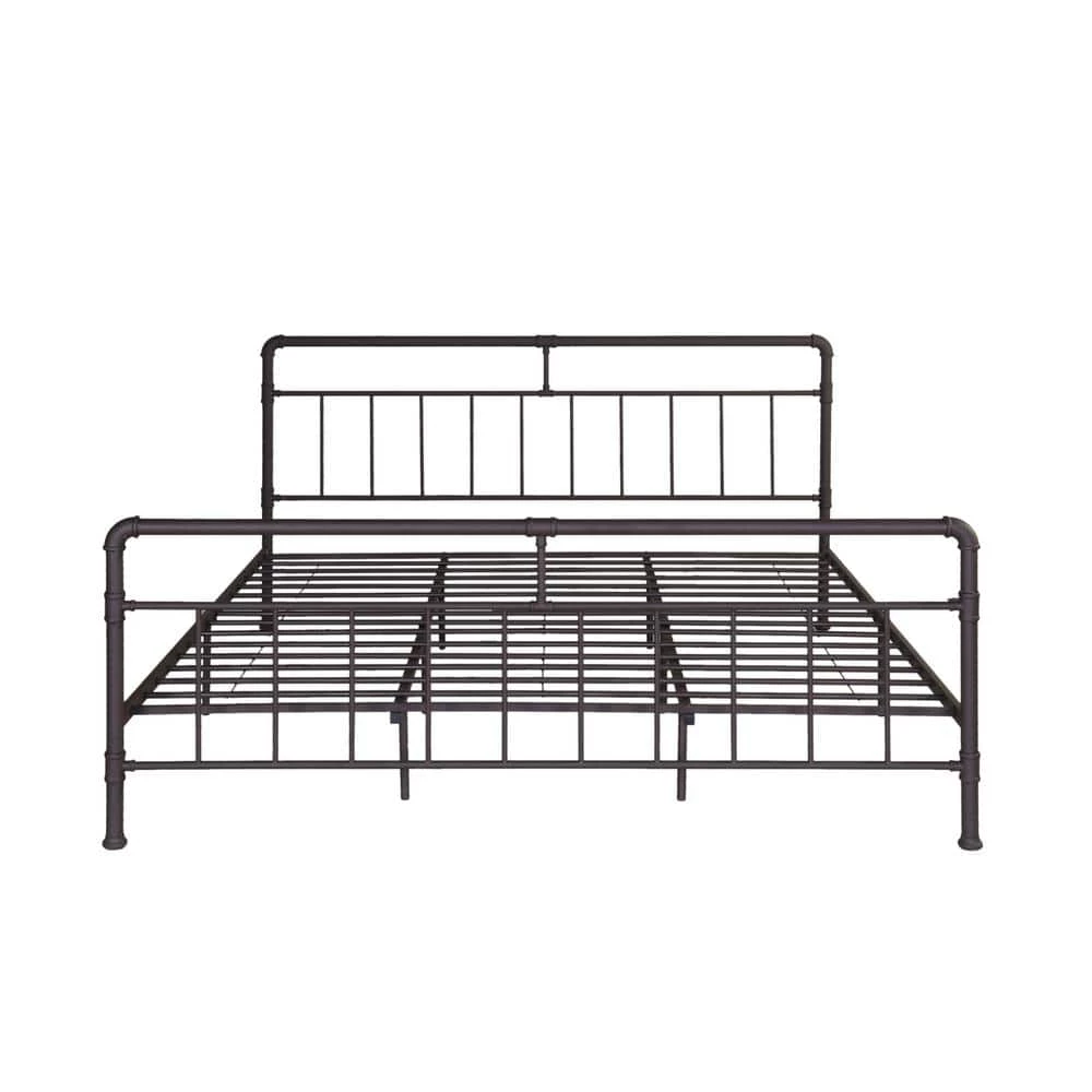Mowry Industrial King-Size Hammered Copper Iron Bed Frame by Noble House