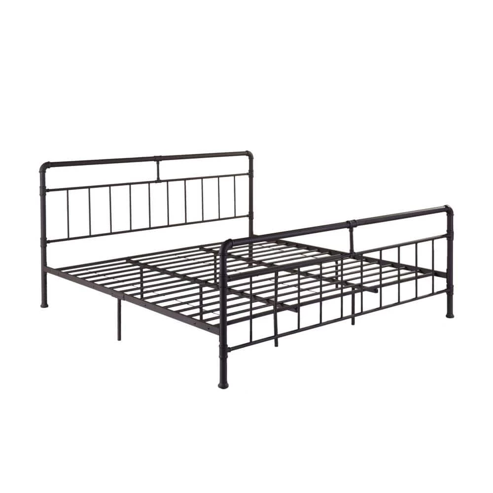 Mowry Industrial King-Size Hammered Copper Iron Bed Frame by Noble House - Image 6